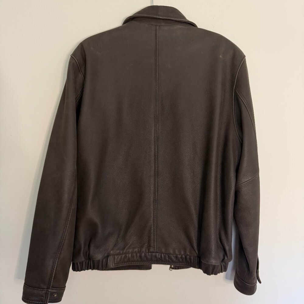 Harold Powell Full Zip Leather Jacket Bomber Vintage Classic - Large - Picture 4 of 5